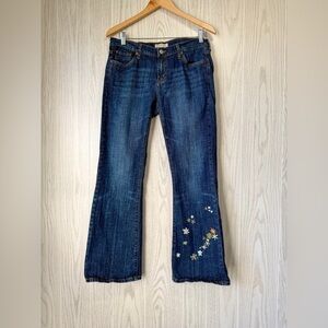 Stetson 816 CLASSIC BOOT CUT JEANS IN DARK WASH aftermarket embroidery Size 8 R